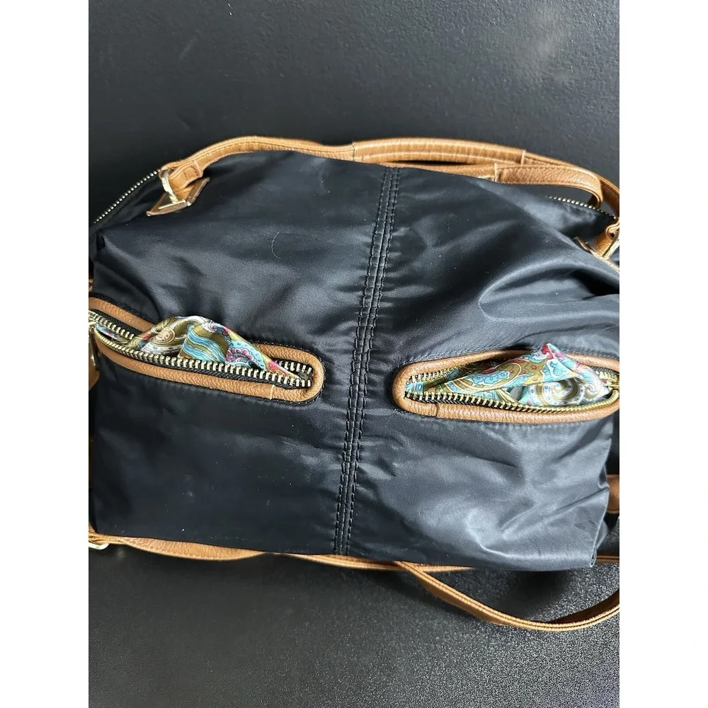 Big Buddha Black BOHO Crossbody Double Handle‎ Mailbag Purse Satchel Paisley Bag